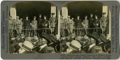 Uniformed Men Standing on a Platform by Keystone View Company